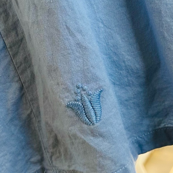 EUC J. Marie Blue Floral Embroidered Flutter Sleeve Peasant Top - Picture 13 of 15